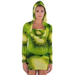 Kiwi Fruits, Close-up, Exotic Fruit Long Sleeve Hooded T-shirt by kyorashop23