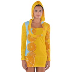 Orange, Slices, Fruit, Citrus Long Sleeve Hooded T-shirt by kyorashop23