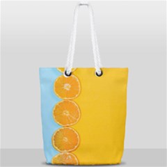 Orange, Slices, Fruit, Citrus Full Print Rope Handle Tote (small) by kyorashop23
