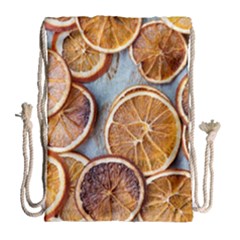 Orange, Slices, Fruits, Citrus Drawstring Bag (large) by kyorashop23