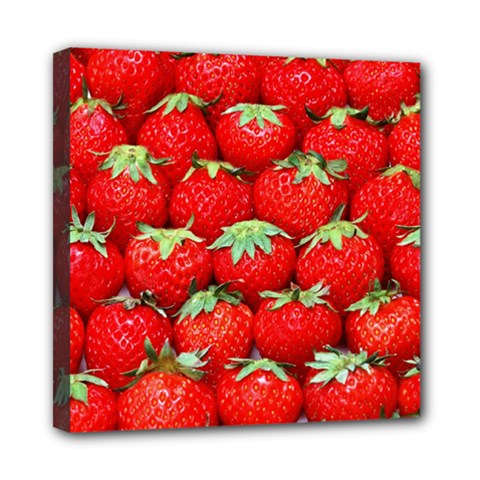 Strawberry Texture, Macro, Ripe Strawberry Mini Canvas 8  X 8  (stretched) by kyorashop23