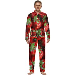 Strawberry, Berries, Fresh, Red Men s Long Sleeve Velvet Pocket Pajamas Set by kyorashop23