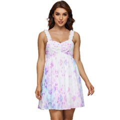 Digital Art Artwork Abstract Pink Purple Ruffle Strap Babydoll Chiffon Dress by Dutashop