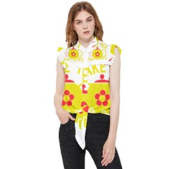 Make Tea Not War  Frill Detail Shirt by ConteMonfrey