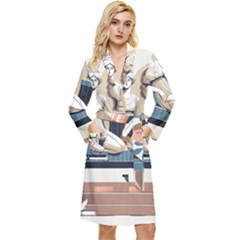 Sculpture Statue Angel Artwork Long Sleeve Velvet Robe by Salmanaz77
