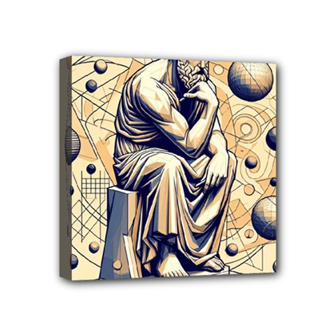 Thinker Sculpture Design Geometric Mini Canvas 4  X 4  (stretched) by Salmanaz77