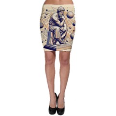 Thinker Sculpture Design Geometric Bodycon Skirt by Salmanaz77