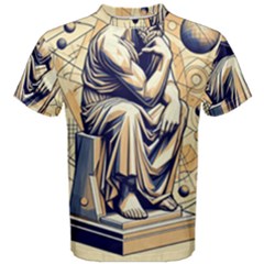 Thinker Sculpture Design Geometric Men s Cotton T-shirt by Salmanaz77