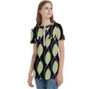 Brown Minimalist Leaves Women s Zip Front V-Neck Short Sleeve Casual Top Pocket Shirt View2