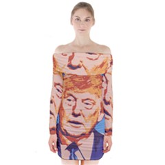 Orange Donald Trump Long Sleeve Off Shoulder Dress by vintagetrump