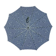 Blue And White Abstract Stripes Automatic Folding Umbrella With Case (large) by SpinnyChairDesigns