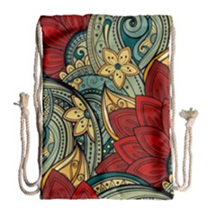 Pattern Shape Colorful Flower Leaves Drawstring Bag (large) by Posterlux