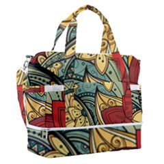 Pattern Shape Colorful Flower Leaves Sports Shoulder Bag With Shoes Compartment by Posterlux