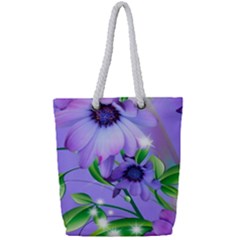 Purple Flower Nature Full Print Rope Handle Tote (small) by Posterlux