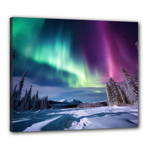 Northern Lights Aurora Night Nature Canvas 24  X 20  (stretched) by Posterlux