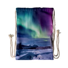 Northern Lights Aurora Night Nature Drawstring Bag (small) by Posterlux