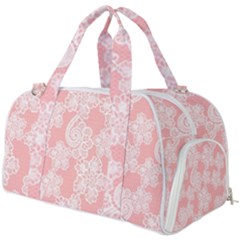 Lace White Ornamental Textile Burner Gym Duffel Bag by Paksenen