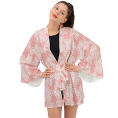Lace White Ornamental Textile Long Sleeve Kimono by Paksenen