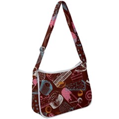 Sweet Food Seamless Pattern Zip Up Shoulder Bag by Paksenen