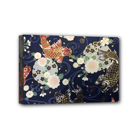 Japanese Wave Koi Illustration Pattern Mini Canvas 6  X 4  (stretched) by Ndabl3x