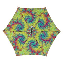 Fractal Spiral Abstract Background Vortex Yellow Automatic Folding Umbrella With Case (small) by Ket1n9
