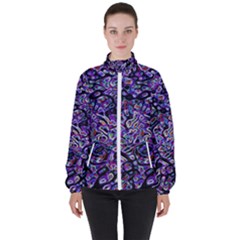 Neon Symphony Design Women s High Neck Windbreaker by dflcprintsclothing