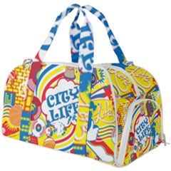 Colorful City Life Horizontal Seamless Pattern Urban City Burner Gym Duffel Bag by Bedest
