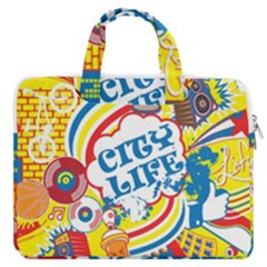 Colorful City Life Horizontal Seamless Pattern Urban City Macbook Pro 13  Double Pocket Laptop Bag by Bedest