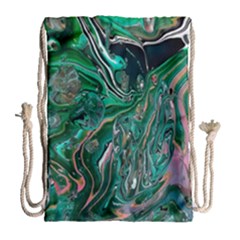 Malachite  Drawstring Bag (large) by kaleidomarblingart