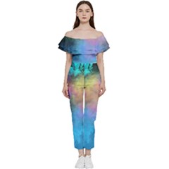 Smokescreen Bardot Ruffle Jumpsuit by pollyparadiseartshop