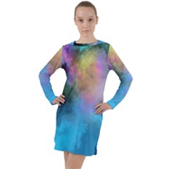 Smokescreen Long Sleeve Hoodie Dress by pollyparadiseartshop