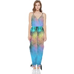 Smokescreen Sleeveless Tie Ankle Chiffon Jumpsuit by pollyparadiseartshop
