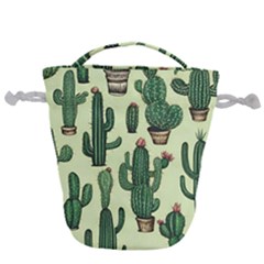 Cactus  Drawstring Bucket Bag by pollyparadiseartshop