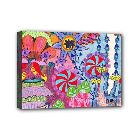 Cabbage Flower Abstract Mini Canvas 7  X 5  (stretched) by okhismakingart