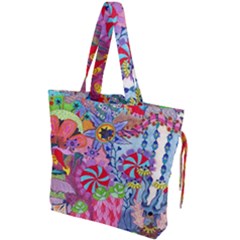 Cabbage Flower Abstract Drawstring Tote Bag by okhismakingart