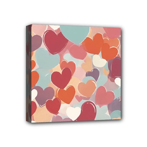Valentines Day Hearts Romance Love Mini Canvas 4  X 4  (stretched) by Posterlux