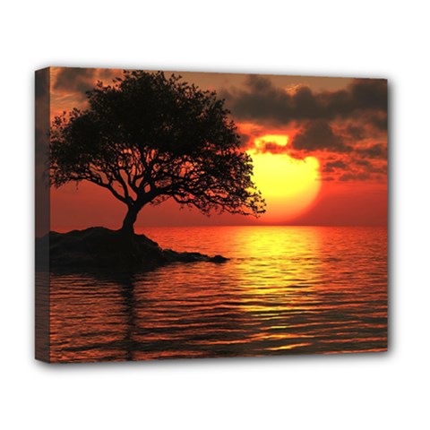 Sunset Nature Sea Dusk Landscape Deluxe Canvas 20  X 16  (stretched) by Salmanaz77