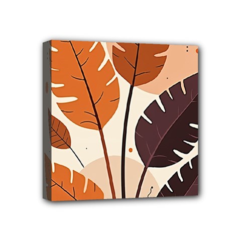 Leaves Boho Monster Nature Mini Canvas 4  X 4  (stretched) by Salmanaz77
