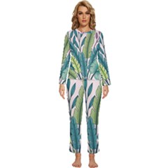 Illustrations Plants Nature Leaves Womens  Long Sleeve Lightweight Pajamas Set by Salmanaz77