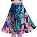Hawaiian Flowers Hawaii A-Line Full Circle Midi Skirt With Pocket View1