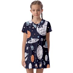 Space Galaxy Universe Stars Sky Kids  Asymmetric Collar Dress by Paksenen