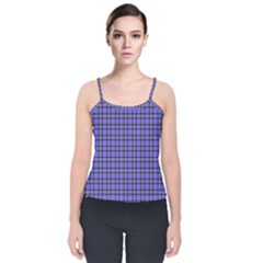 Blue Tartan Plaid 1 Velvet Spaghetti Strap Top by dressshop