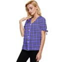 Blue Tartan Plaid 1 Bow Sleeve Button Up Top View2