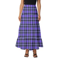 Blue Tartan Plaid 1 Tiered Ruffle Maxi Skirt by dressshop