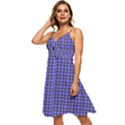 Blue Tartan Plaid 1 Sleeveless Tie Front Chiffon Dress View2
