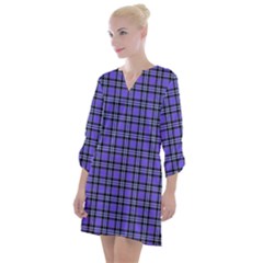 Blue Tartan Plaid 1 Open Neck Shift Dress by dressshop