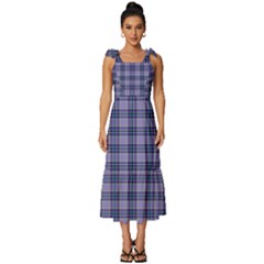Purple Plaid Tartan 1 Tie-strap Tiered Midi Chiffon Dress by dressshop