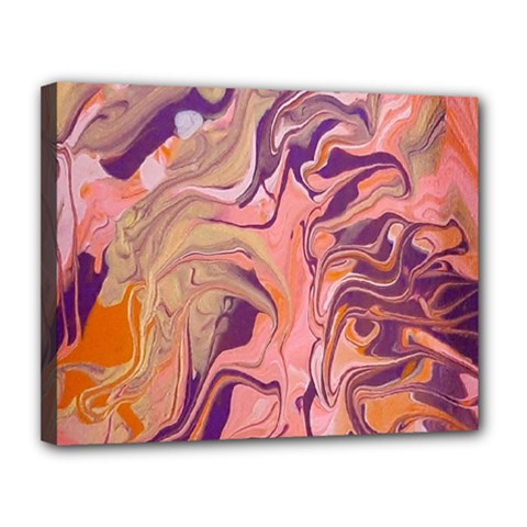 Pink Ribbon Canvas 14  X 11  (stretched) by kaleidomarblingart
