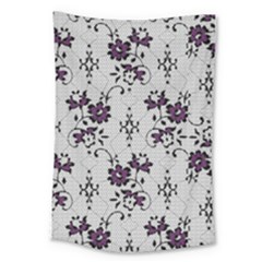 Elegant Purple Floral Jacquard Mesh Lace Fabric Large Tapestry by ArtfulThreads