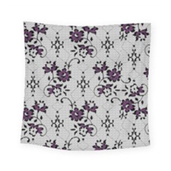 Elegant Purple Floral Jacquard Mesh Lace Fabric Square Tapestry (small) by ArtfulThreads